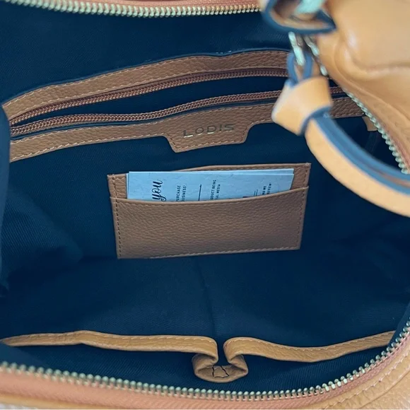 Lodis NWT $158 Daria Pumpkin Orange Authentic Pebbled Leather Crescent Hobo Bag - Picture 8 of 9